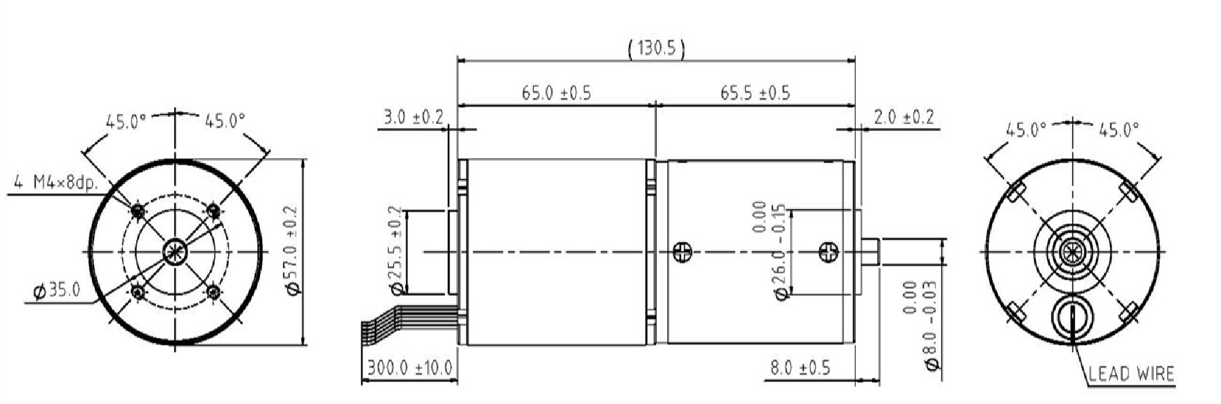 Compact 56mm brushless DC gear motor designed for low noise and minimal vibration