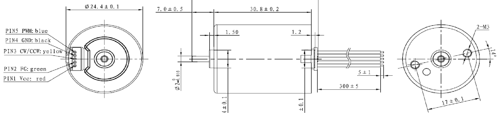 Customizable 24mm high-temperature brushless DC motor with various shaft configurations