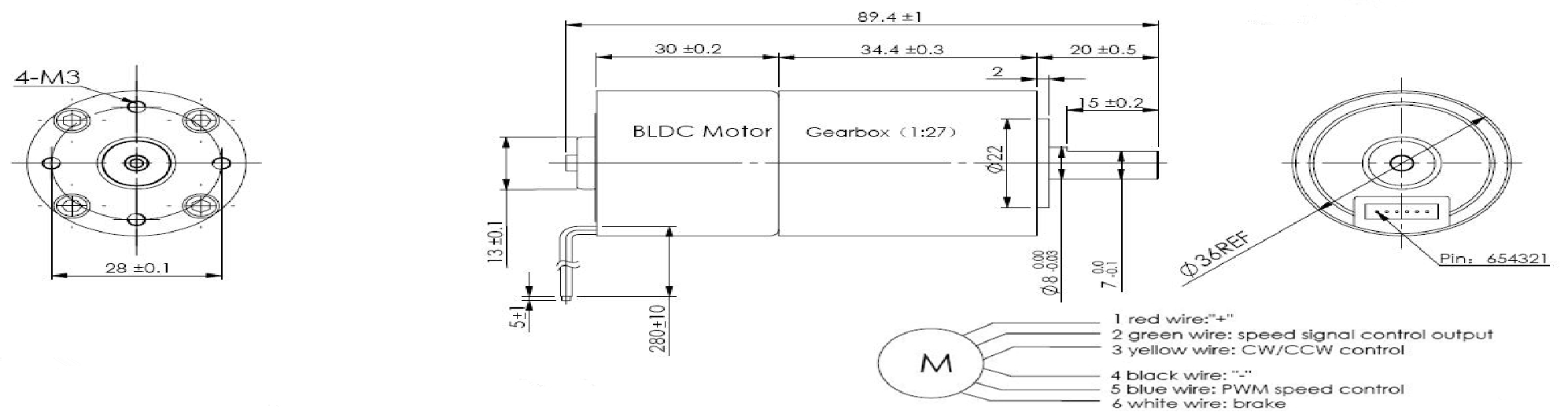 Internal metal gear structure and premium alloy casing of the LHBLG3630 Brushless DC Gear Motor