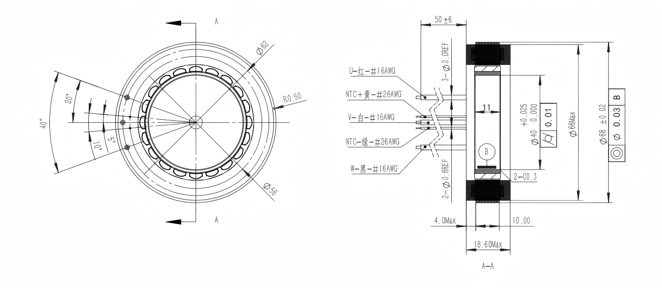 LHTM68 Series 68MM Frameless Torque Motor stator and rotor components