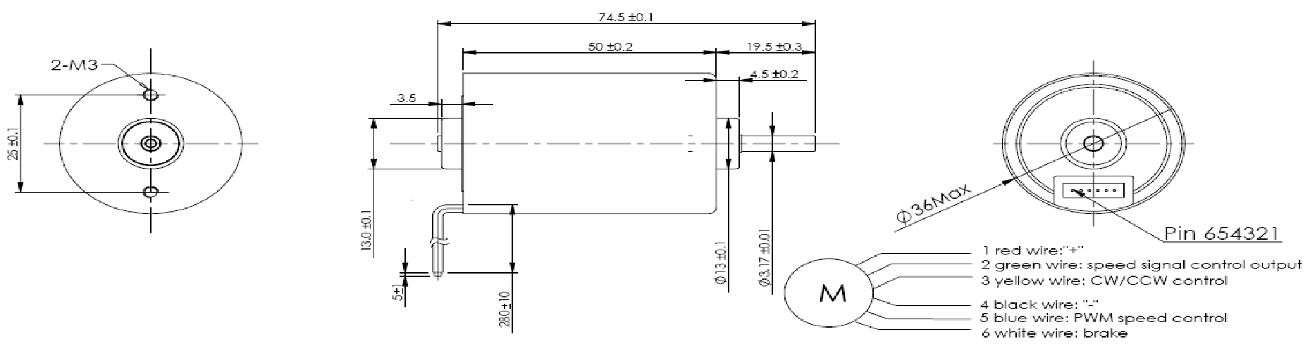 LHBL3650 36mm Brushless DC Motor internal structure and precision components
